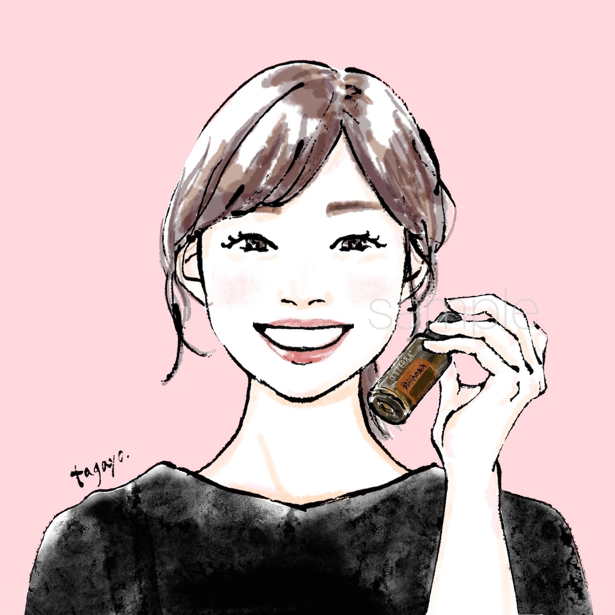 30代以上の大人女性に人気。上品なアイコン描きます シンプルで優しいタッチの似顔絵☆ニュアンスある線画と水彩 イメージ1