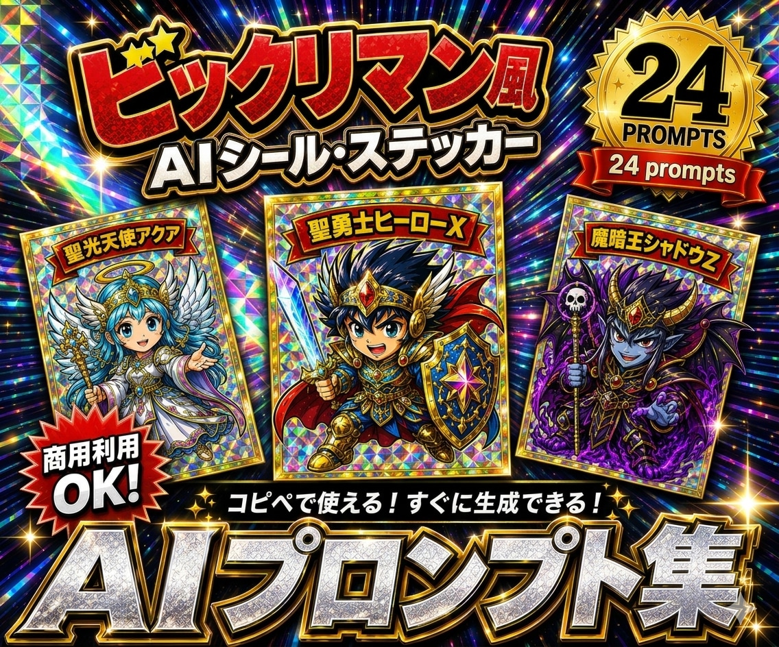 ビックリマン風シールAIプロンプト集を販売します ビックリマン風のシールをAIで自作したい方向けのプロンプト集 イメージ1