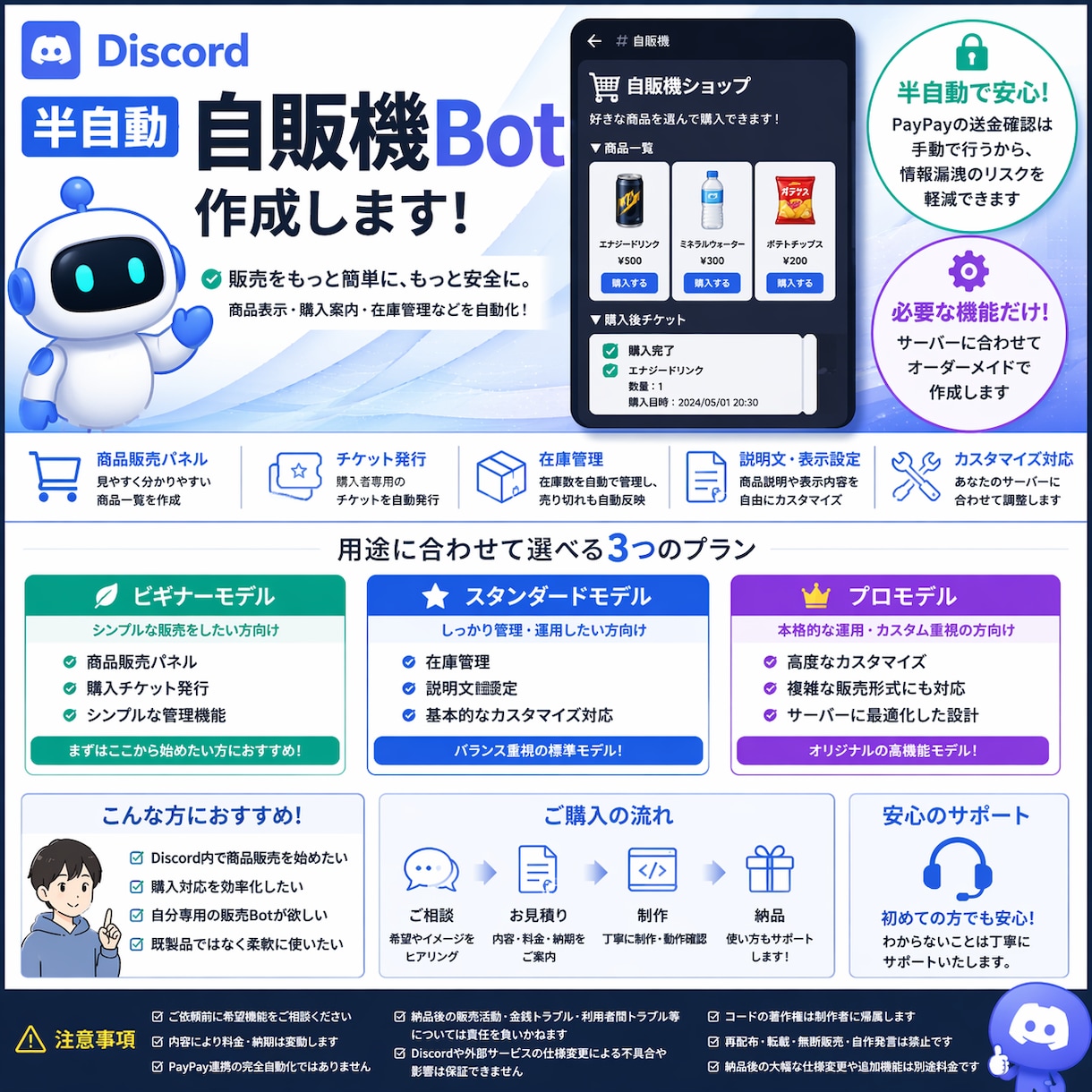 discordの自販機botを作成します 自販機/チケット/クーポン/コマンド/管理パネル等なんでも！ イメージ1