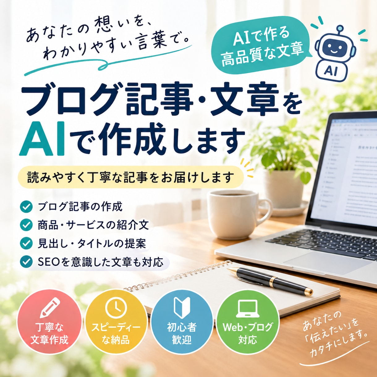 ブログ記事をAIで作成しますます 初心者歓迎！読みやすい記事を作成します イメージ1