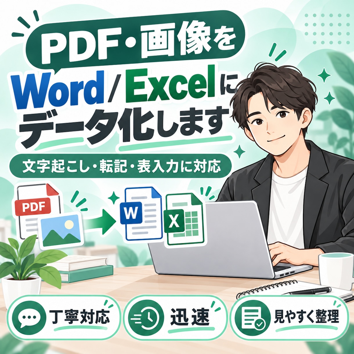 PDF・画像をWord・Excel化しますます 文字起こし・表入力・レイアウト調整まで丁寧に対応します イメージ3