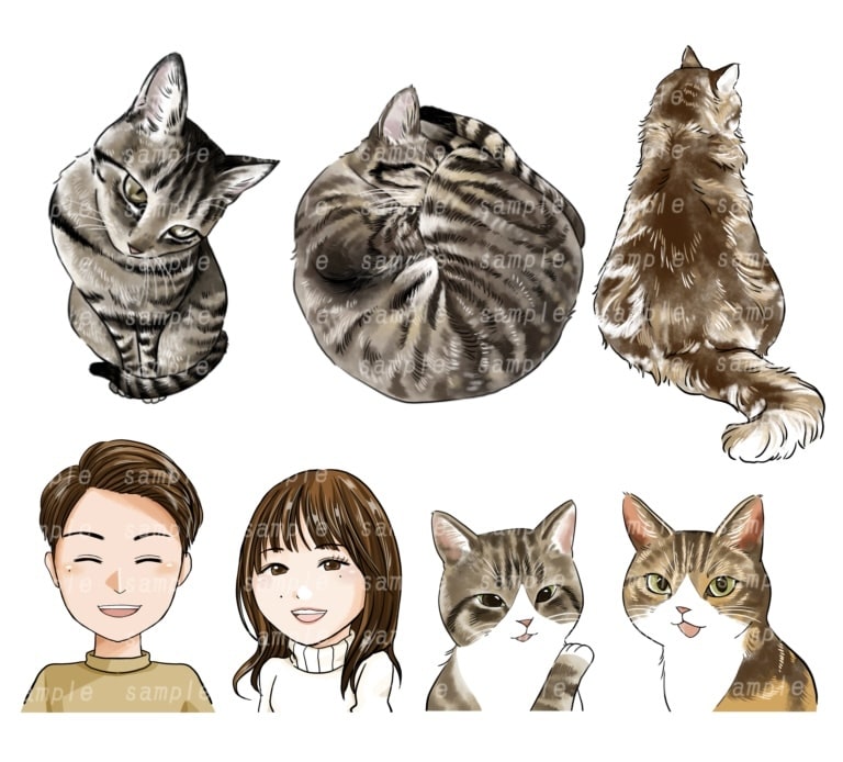 商用◎猫さんや動物と♪印象的なイラスト描きます ★アイコン／似顔絵／ビジネス／TwitterなどSNSに。 イメージ7