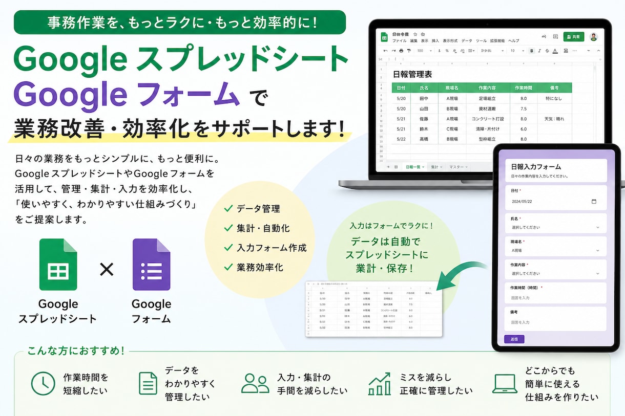 Googleフォームの作成の作業を代行します 忙しい方への事務作業をサポートします。 イメージ1
