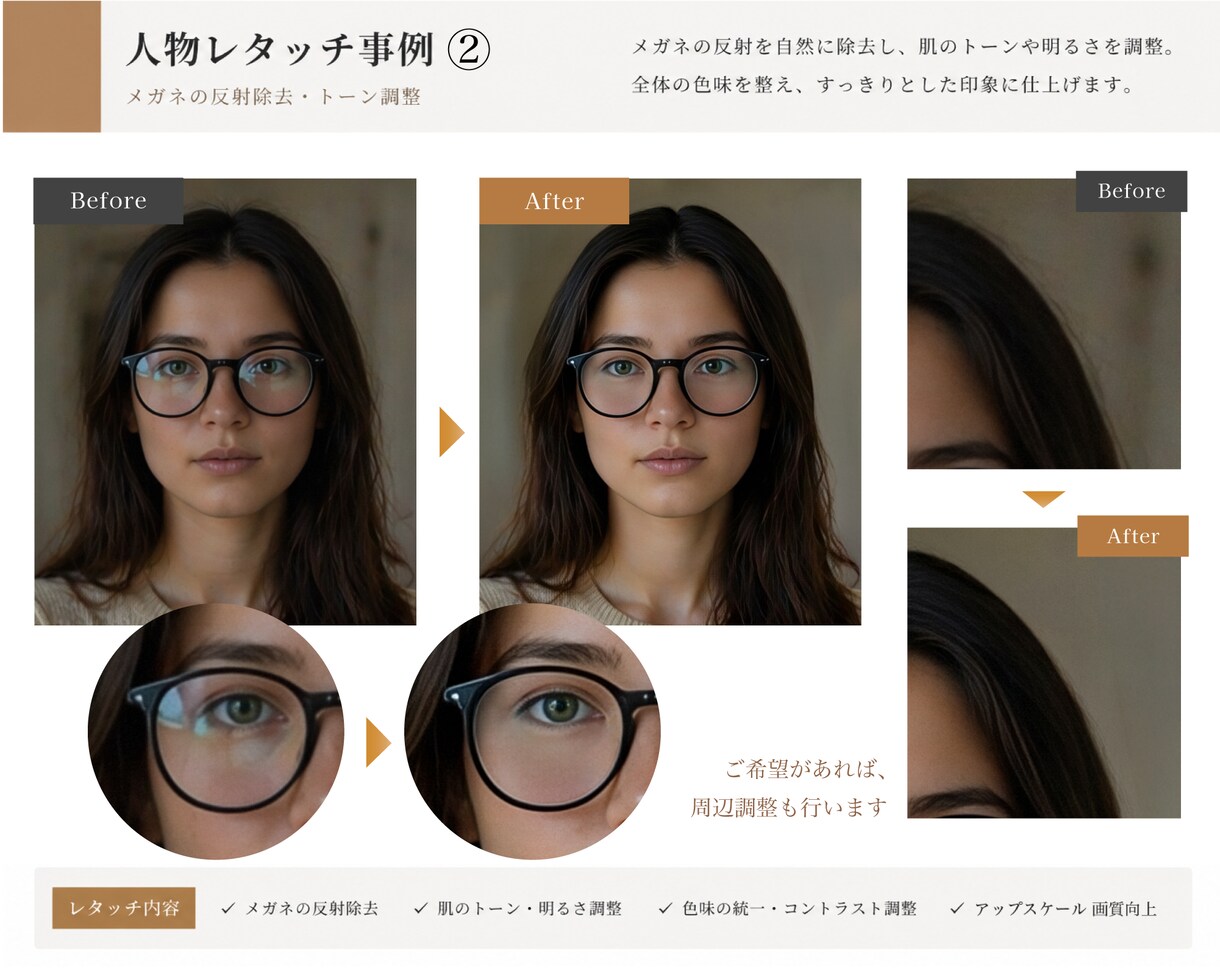 高品質で自然な人物レタッチ・肌補正いたします AI感を抑えた自然な人物補正！あなたの大切な写真をより美しく イメージ4