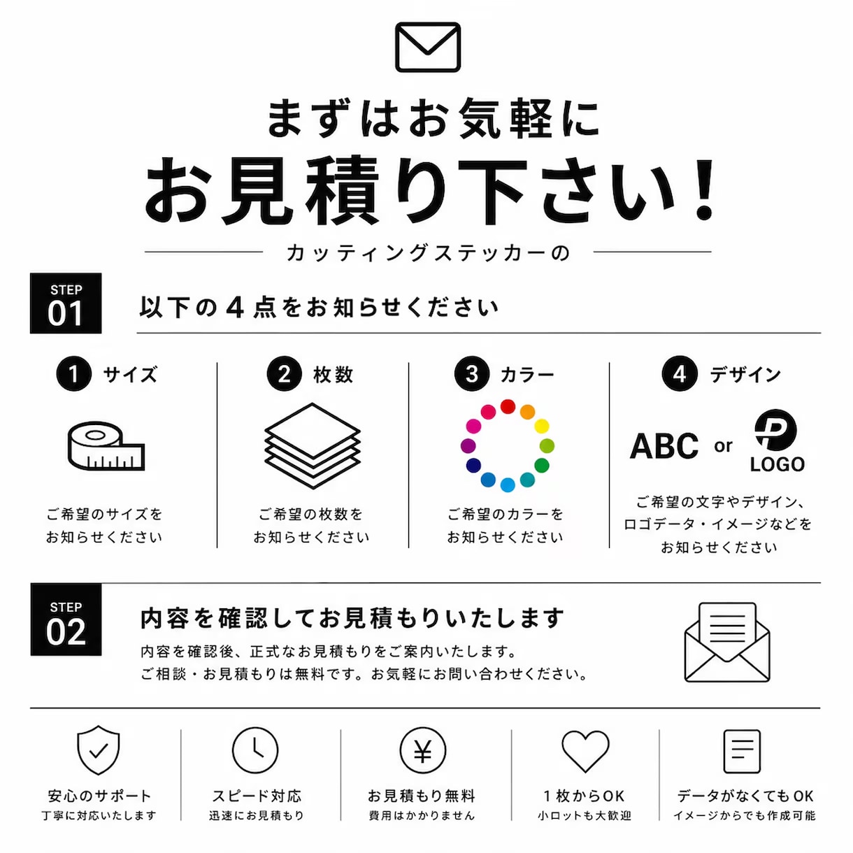 １枚からカッティングステッカーを製作致します 低価格でご希望のカッティングステッカーを製作させて頂きます！ イメージ3