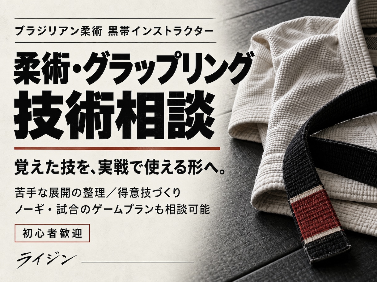 柔術インストラクターが柔術技術向上相談します ブラジリアン柔術(黒帯)、白帯～青帯に柔術向上相談します。 イメージ2