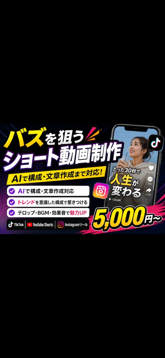 SNS向けショート動画を制作・編集します SNS向け縦型ショート動画対応 イメージ1