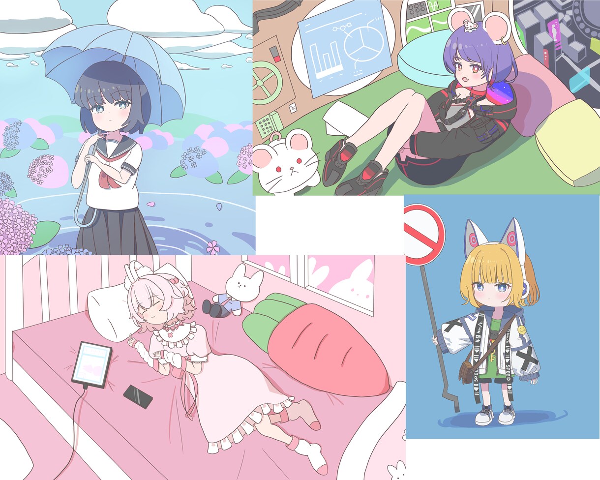 アイコン、ヘッダー、一枚絵を描きます アニメ調の可愛らしいアイコン、ヘッダーを描きます イメージ1