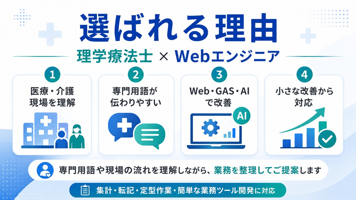 医療介護のExcel業務を自動化します 理学療法士経験を活かし現場目線で改善します イメージ3