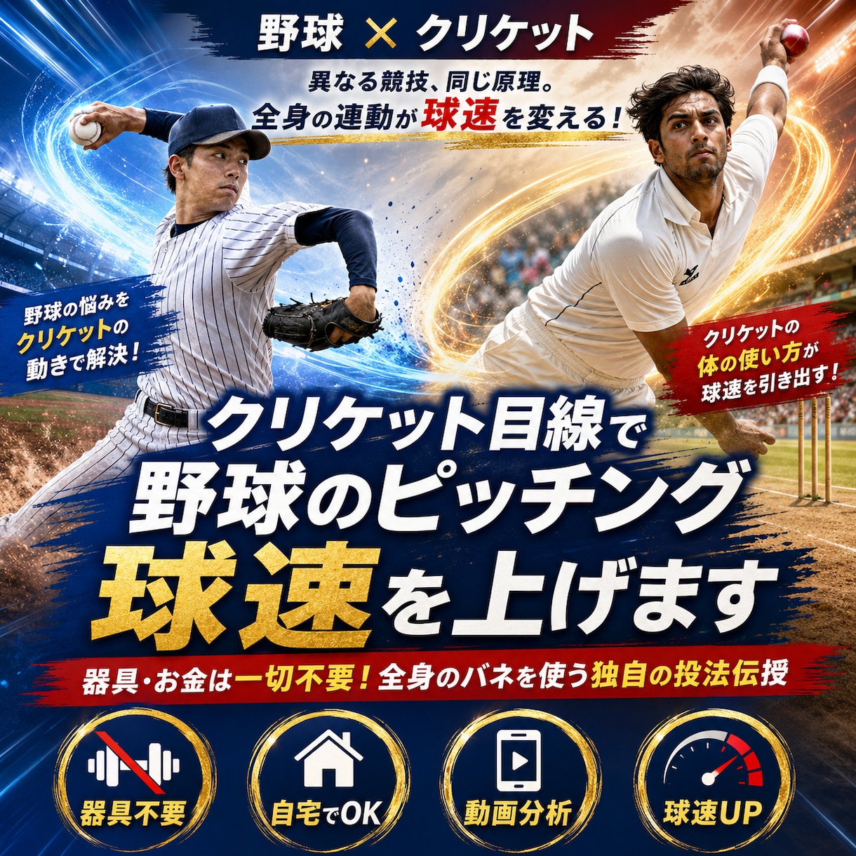 クリケット目線で野球のピッチング球速を上げます 器具・お金は一切不要！全身のバネを使う独自の投法伝授 イメージ1