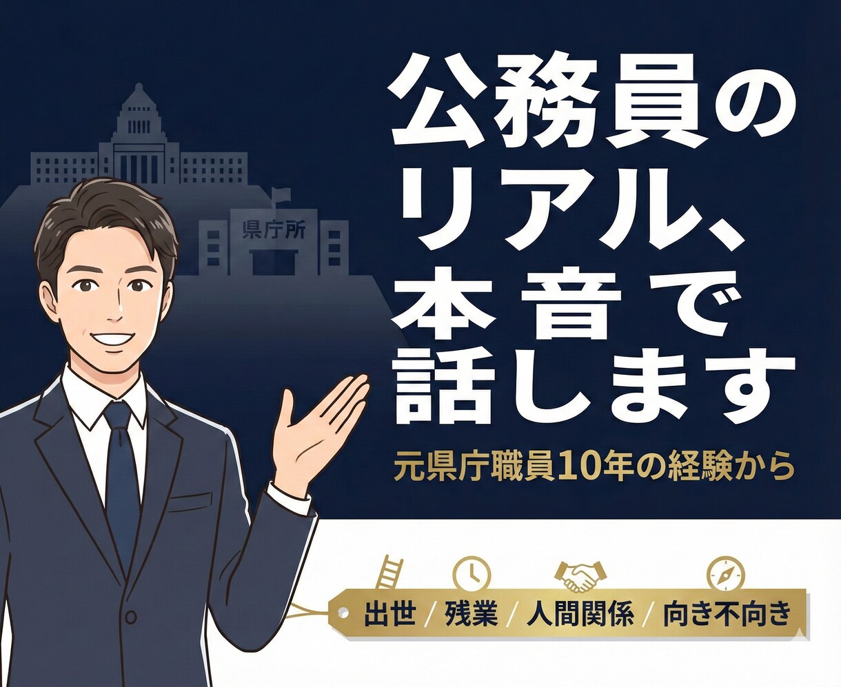 元県庁職員が公務員転職のリアルをお話します 県庁10年の経験から出世・残業・人間関係の実態をお伝えします イメージ1