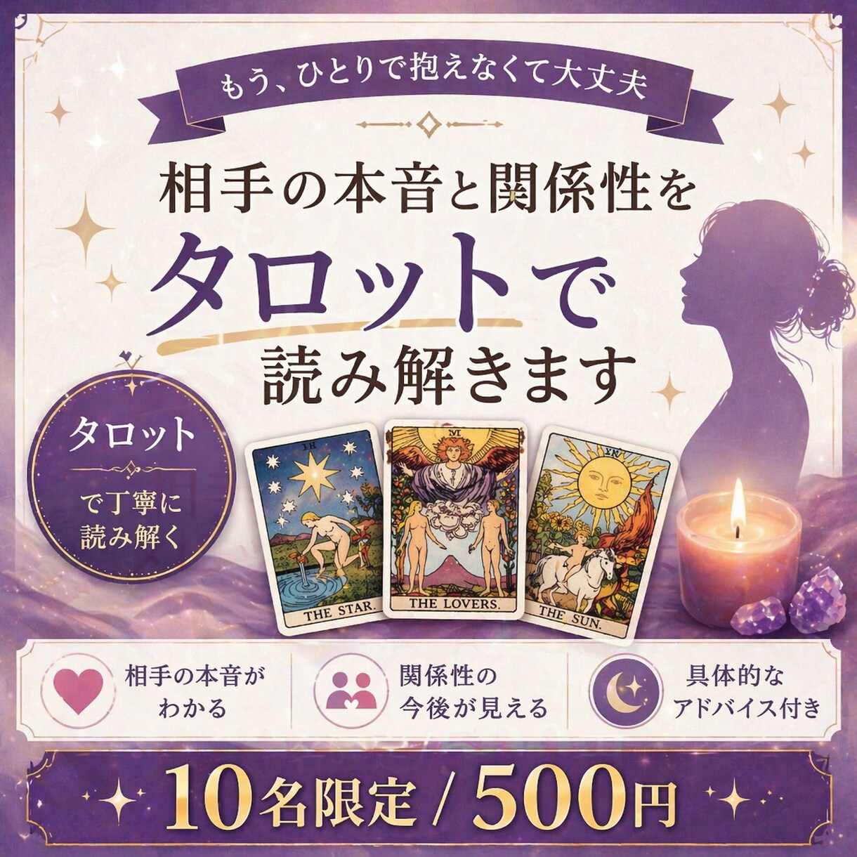 相手の本音と関係性を読み解きます タロット占いの結果を、テキストでお伝えします イメージ1