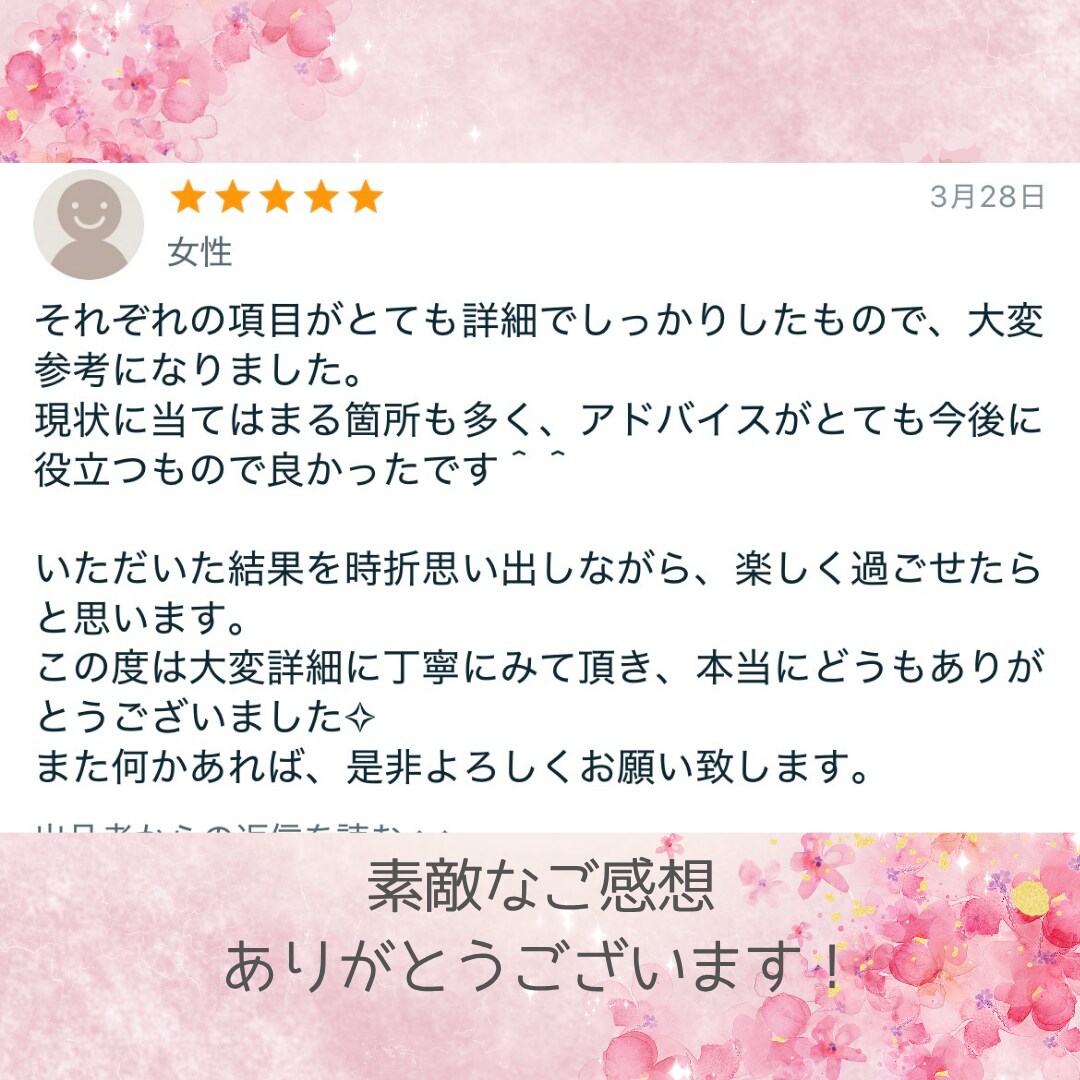 24時間以内◆これから3ヶ月に起こることを占います 恋愛・仕事・人間関係＊7項目＋オラクルカードからのメッセージ イメージ5