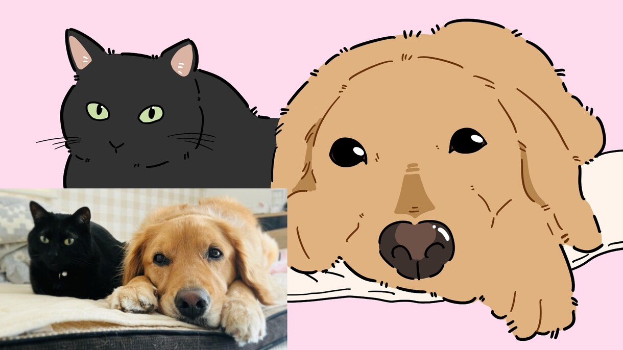 大切なペットのお写真をイラストにします シンプルで可愛らしいイラストに仕上げます！ イメージ3