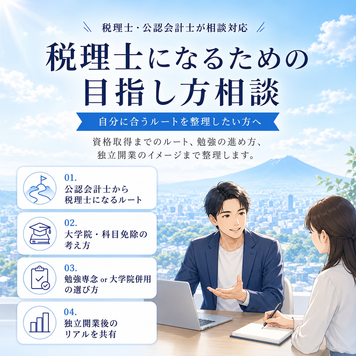 税理士試験の受験相談に乗ります ～現役の税理士が自身の経験をもとに相談対応します～ イメージ1