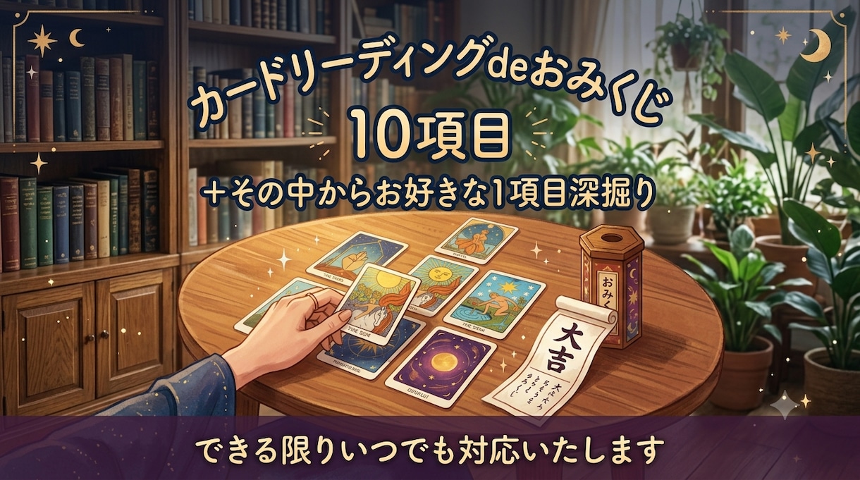 タロットであなたの為のおみくじ作成します カードリーディングで10項目と気になる1項目深掘り☆ イメージ1