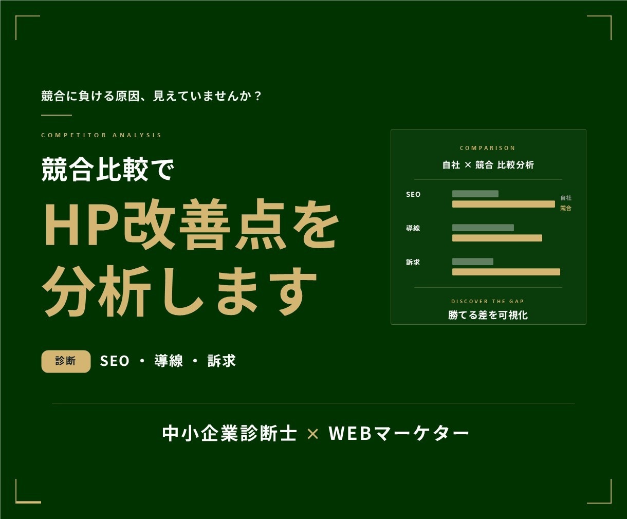 競合と比較してHPの改善点を分析します あなたのHPを競合HPと比較して改善点を分析します イメージ1