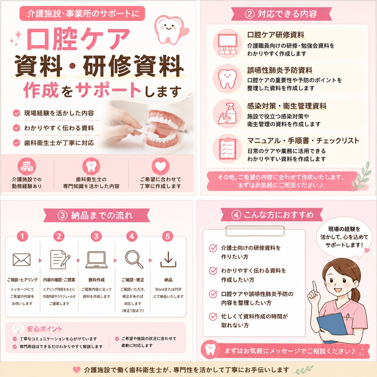 介護施設向け口腔ケア資料・文書作成をサポートします 介護施設での経験を活かし資料作成をサポートします イメージ2