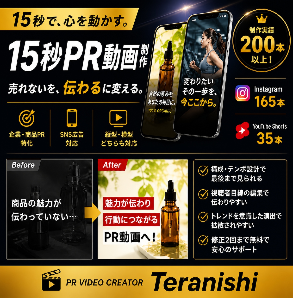 15秒で伝わる企業・商品PR動画を制作します SNS・広告で“止まる＆伝わる”短尺PR動画を制作 イメージ1