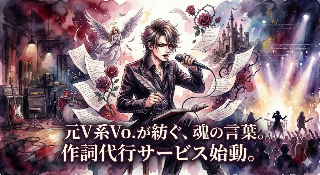 ライブ演奏OK！！ビュジュアル系作詞します ライブOK！あなたの世界観を形にするフルコーラス作詞代行 イメージ1