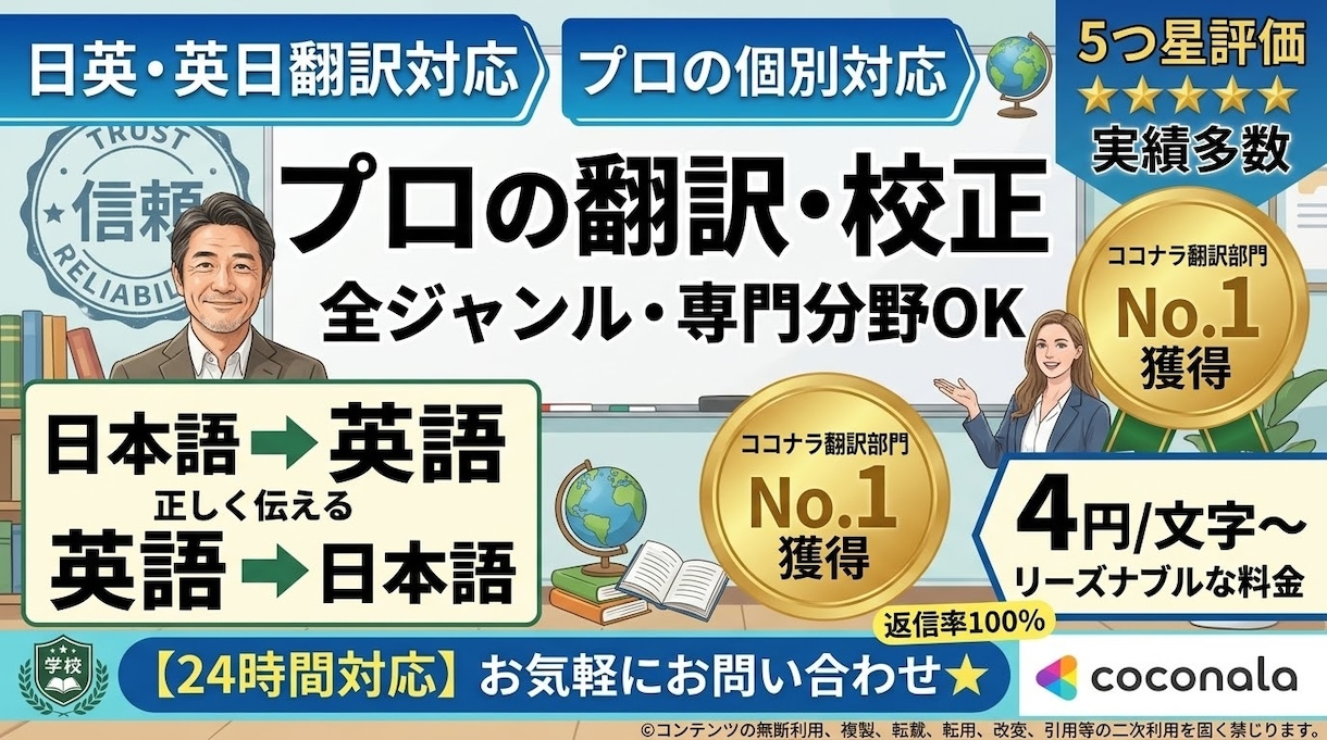 自然で高品質な英語翻訳！迅速丁寧に対応します ネイティブにも伝わる！大切な文章を心を込めて翻訳します イメージ1