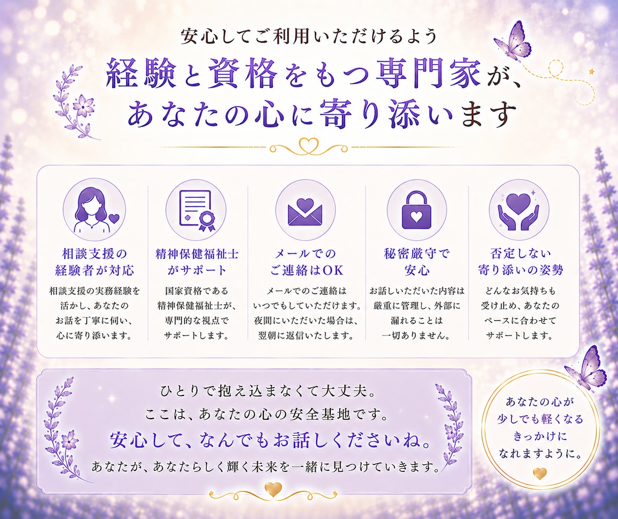 人間関係で気を遣いすぎる心をやさしく整えます 不安や気疲れを整理し、安心できる感覚を取り戻します イメージ10