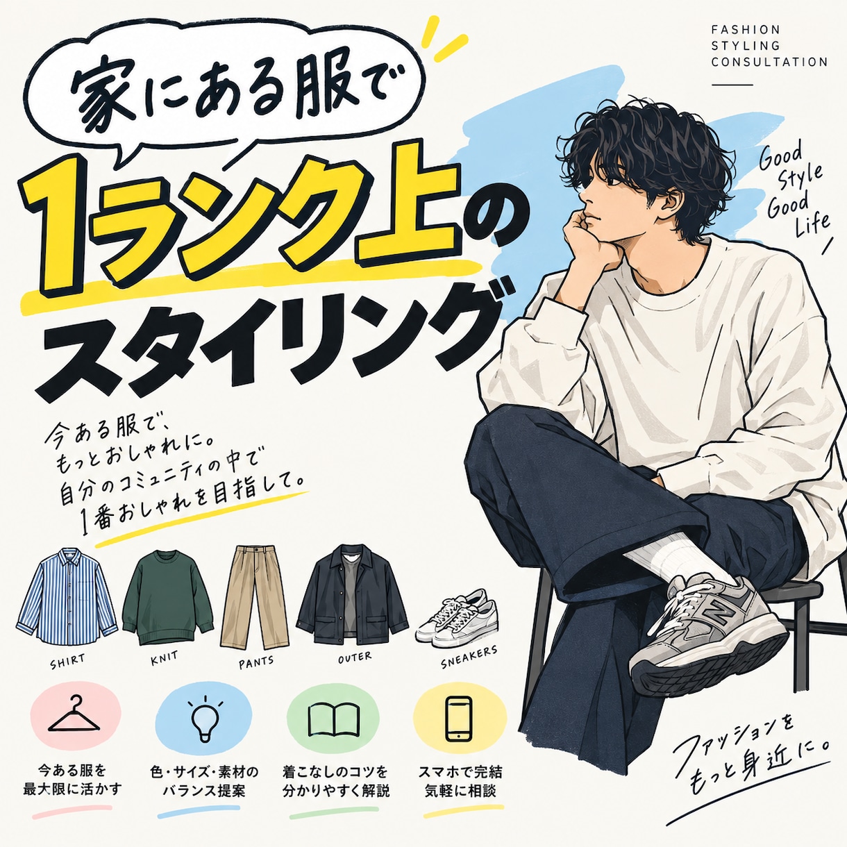家にある服で1ランク上のスタイリングを提案します 自分のコミュニティの中で「1番オシャレ」を目指しませんか？ イメージ1