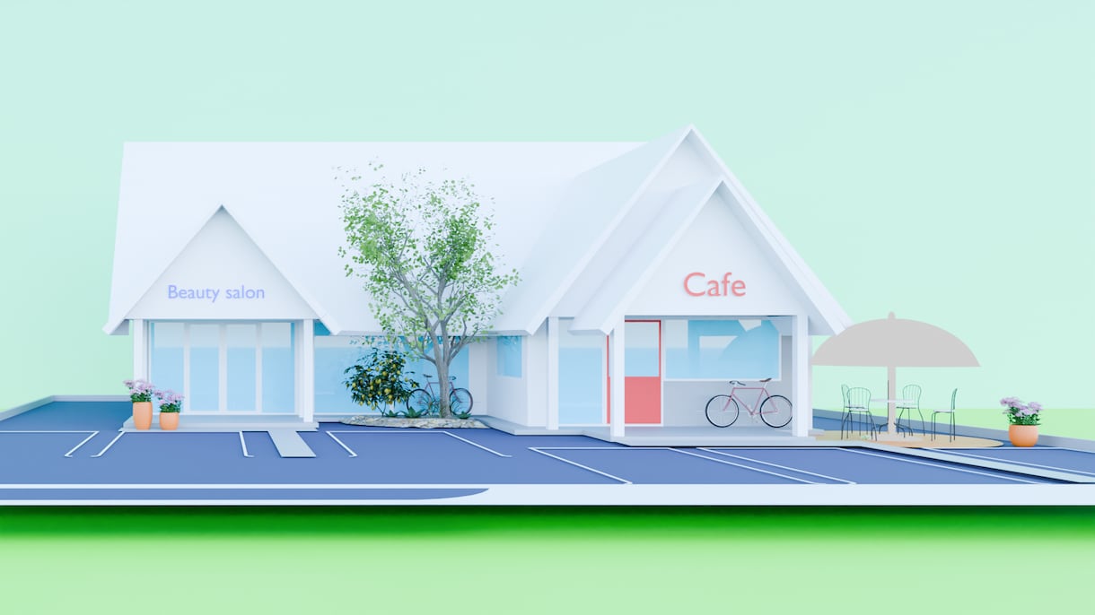 お店の理想を形に！外観の3Dパース作ります ⁠お店の世界観を再現！エントランスや植栽もご提案します。 イメージ1