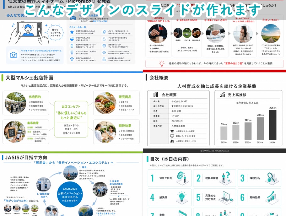 高品質！仕事向AIスライド作成プロンプト販売します 無料AI対応！美しいビジネス向けスライドデザインが作れます。 イメージ4