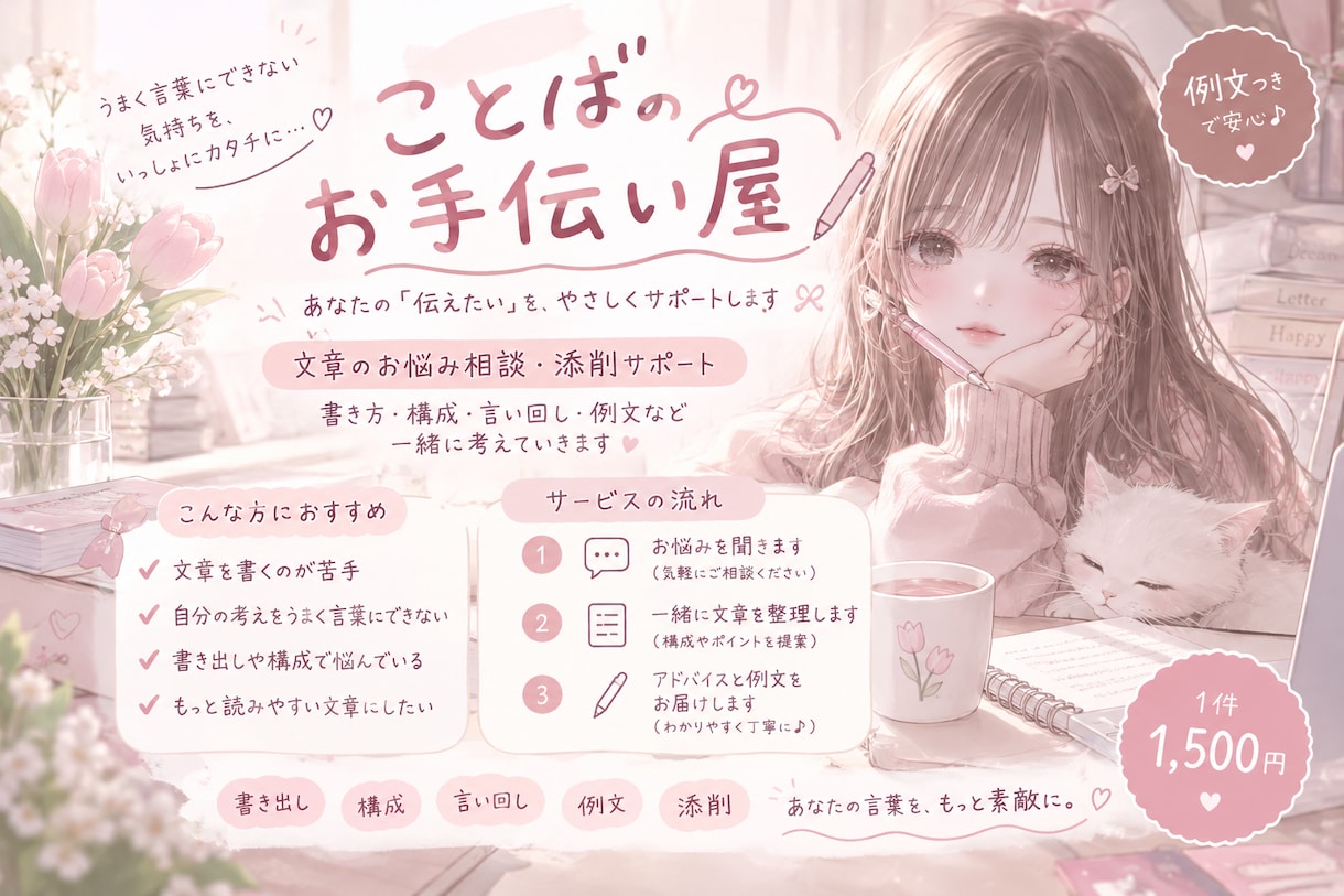 文章の書き方のお悩み、丁寧にお手伝いします 文章の書き出しやまとめ方、言い回しなどのお悩みサポートします イメージ1