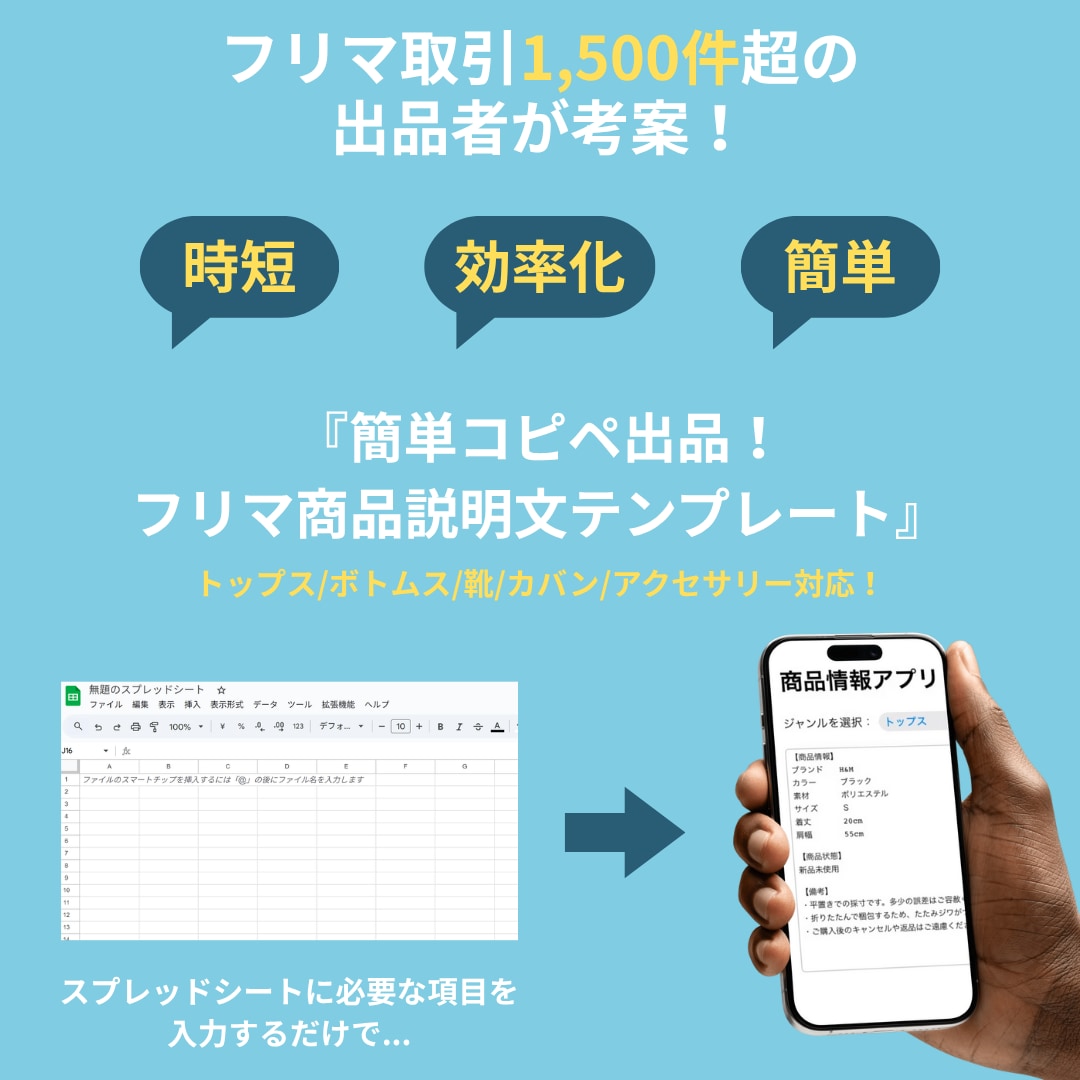 フリマサイト出品の手間を減らします 【初心者OK】簡単コピペ出品！フリマ商品説明文テンプレート イメージ1