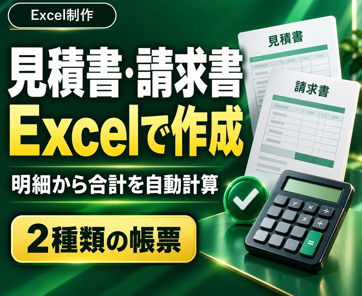 Excel見積書・請求書を自動計算で作ります 各10明細・2種類｜数量と単価から合計を計算 イメージ1