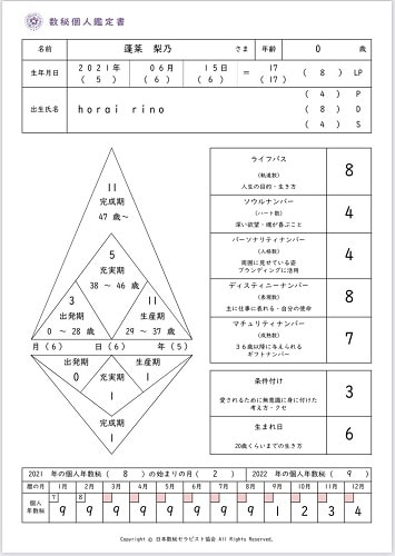 人生の目的と生き方がわかる数秘鑑定書を作成します その人に合わせた具体的なアドバイス付きです イメージ2