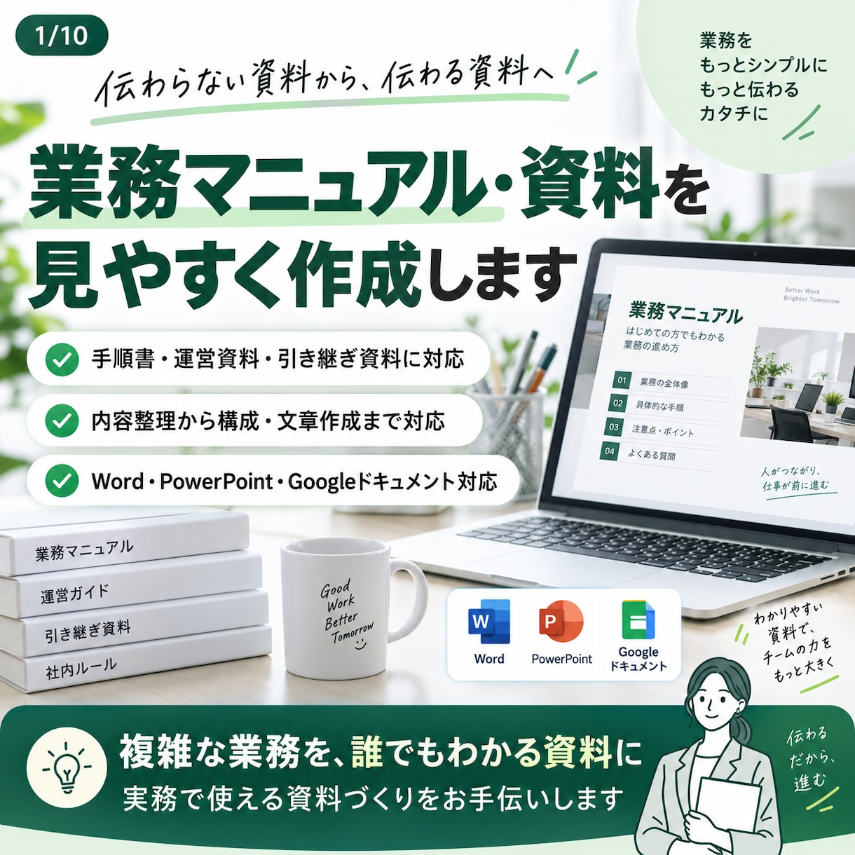 業務マニュアル・資料を見やすく作成します 複雑な業務を誰でもわかる資料に整理します！（デザイン反映可） イメージ1