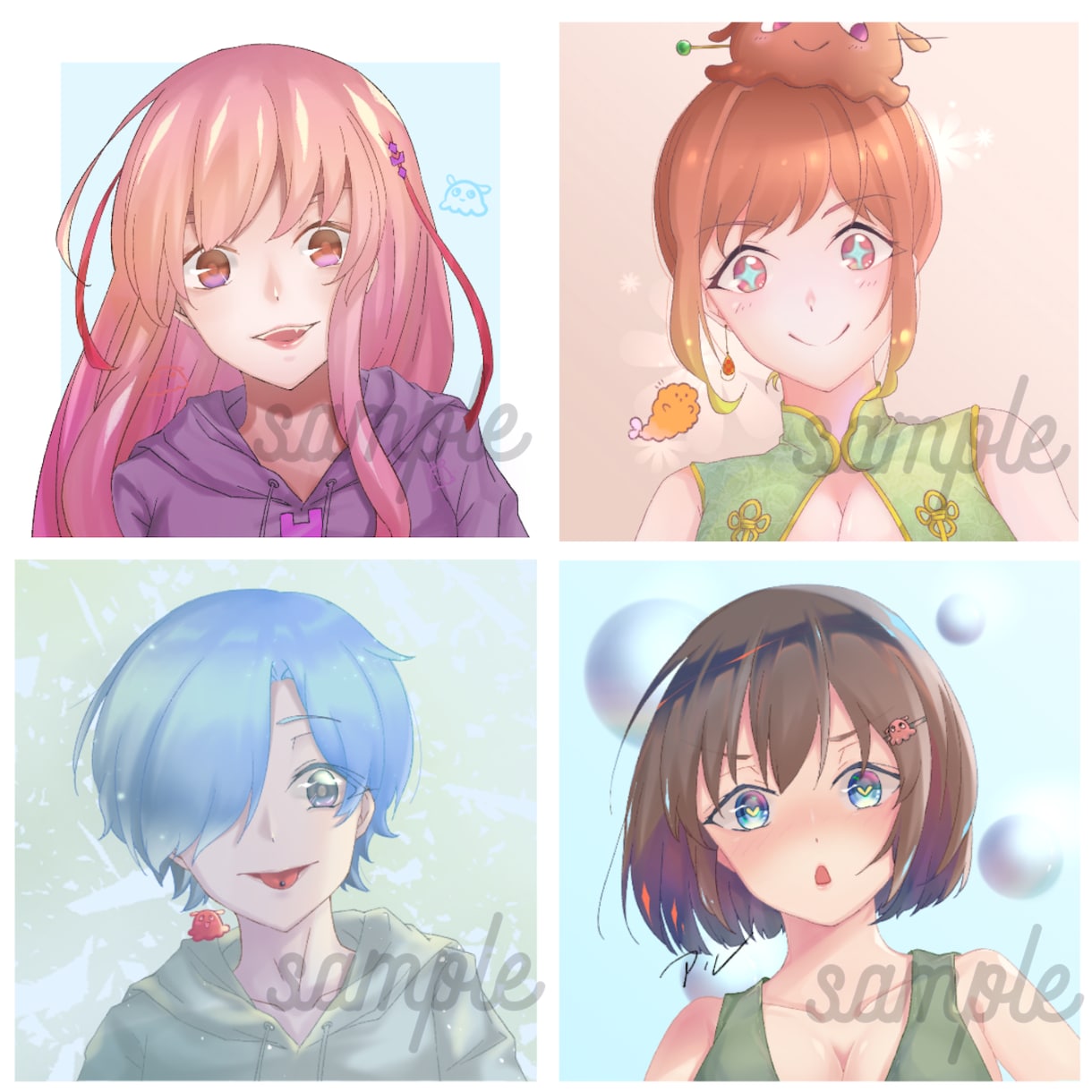 女の子のアイコンイラスト描きます 等身大とミニキャラで絵柄が選べます イメージ5