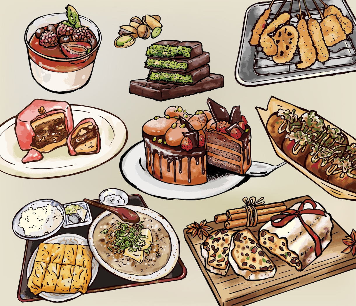 暖かみある風合いでお料理イラストを描きます イラスト業25年の経験を活かしてフレキシブルにお手伝い イメージ1