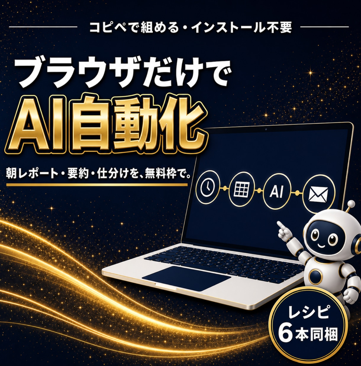 ノーコードAI自動化Makeの教科書を渡します コピペで組めるレシピ6本同梱|ブラウザだけ・無料枠でOK イメージ1