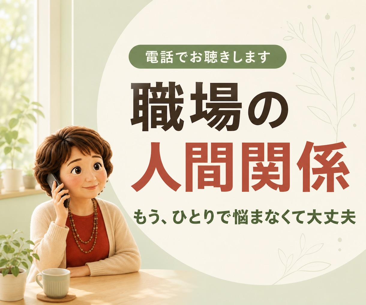 誰かと少しでも話したいとき、10分でもお話聞きます 話すことで、あなた自身の心の整理をお手伝いしています。 イメージ2