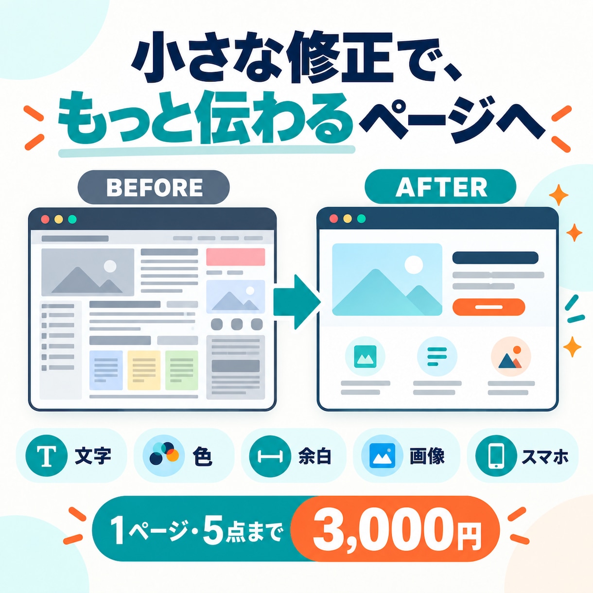HTML・CSSの小さな修正5点に対応します 文字・色・余白・画像・スマホ表示など5点まで対応 イメージ2