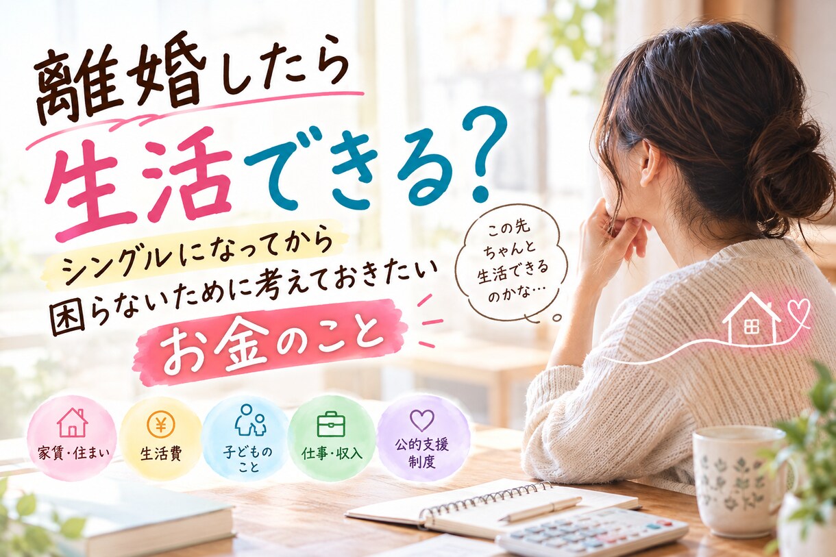 離婚後生活大丈夫？シングルで困らないお金の話します お金がないから離婚できない…」と悩んでいる方へ イメージ1