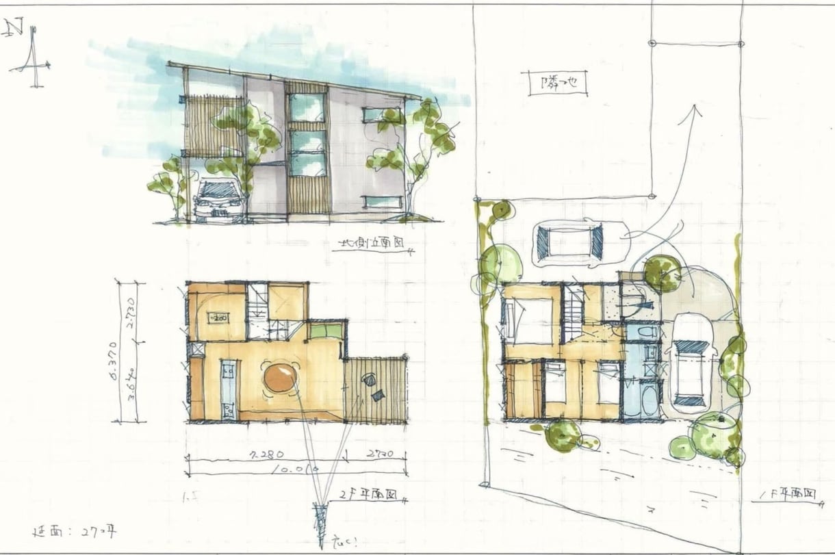 建築士が建物の手書きスケッチします 柔らかい手触り感のあるスケッチ イメージ2