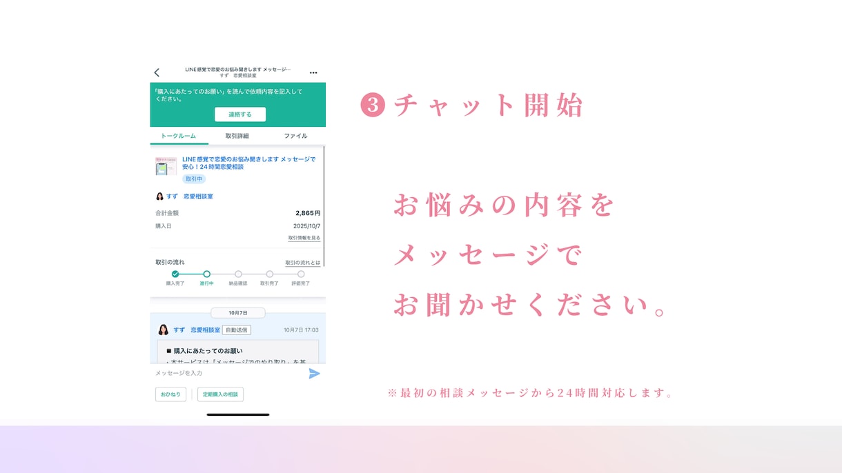 チャットで恋愛の悩みをお聞きします 電話が難しい方へ｜チャットで恋愛相談｜ 20代女性が対応 イメージ5