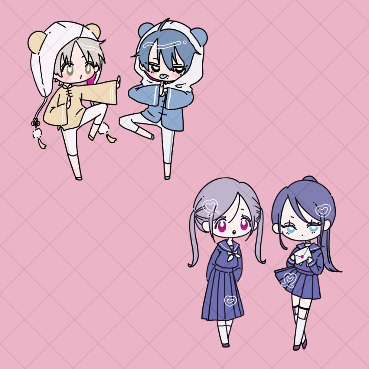 2.5~4頭身デフォルメ描きます ポーズ指定◎洋服描き込み◎のデフォルメイラストです！ イメージ2