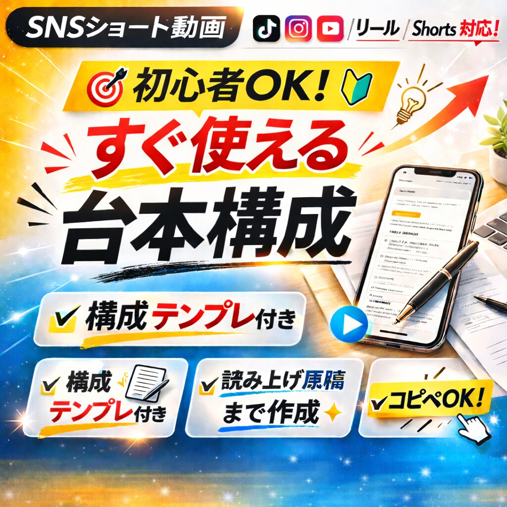 丸投げOK！SNSショート動画台本を作成します 初めての方でも安心して相談できる台本制作です イメージ1