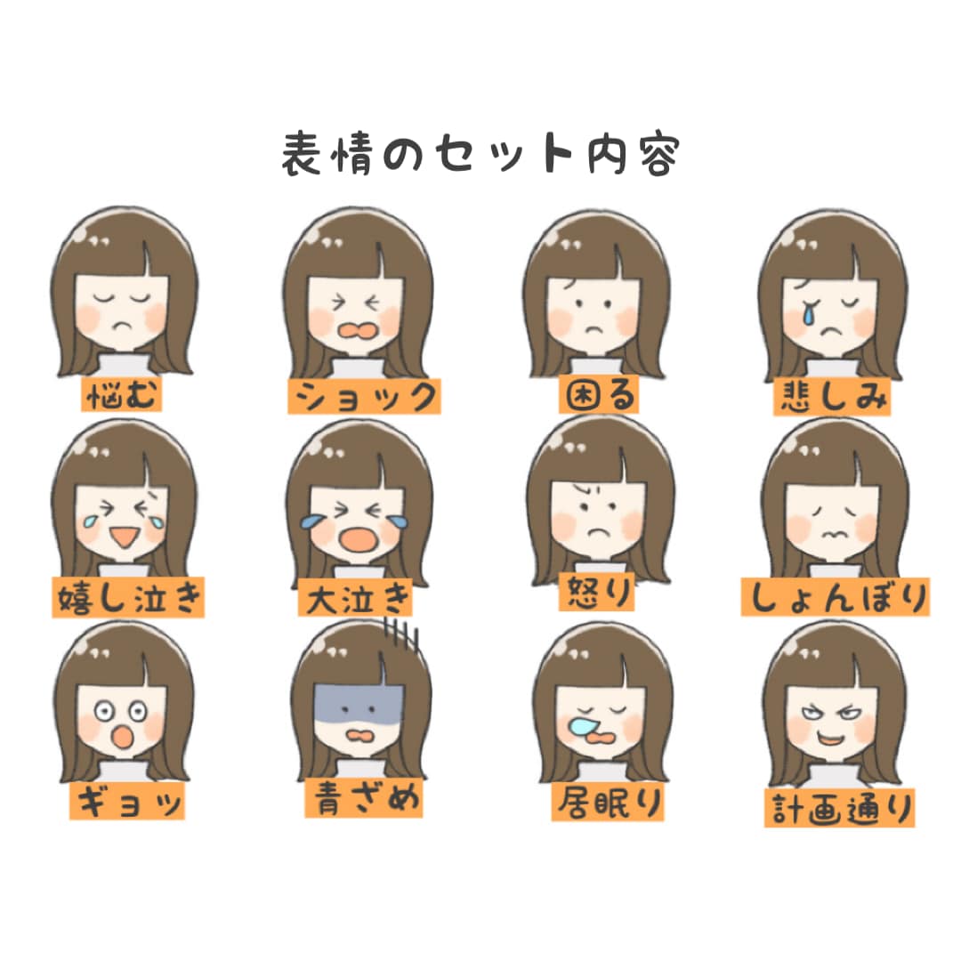 お特な24点セット！表情イラストお描きします 【使いやすい表情がぎゅっと詰まったセット！各種SNSに♪】 イメージ3