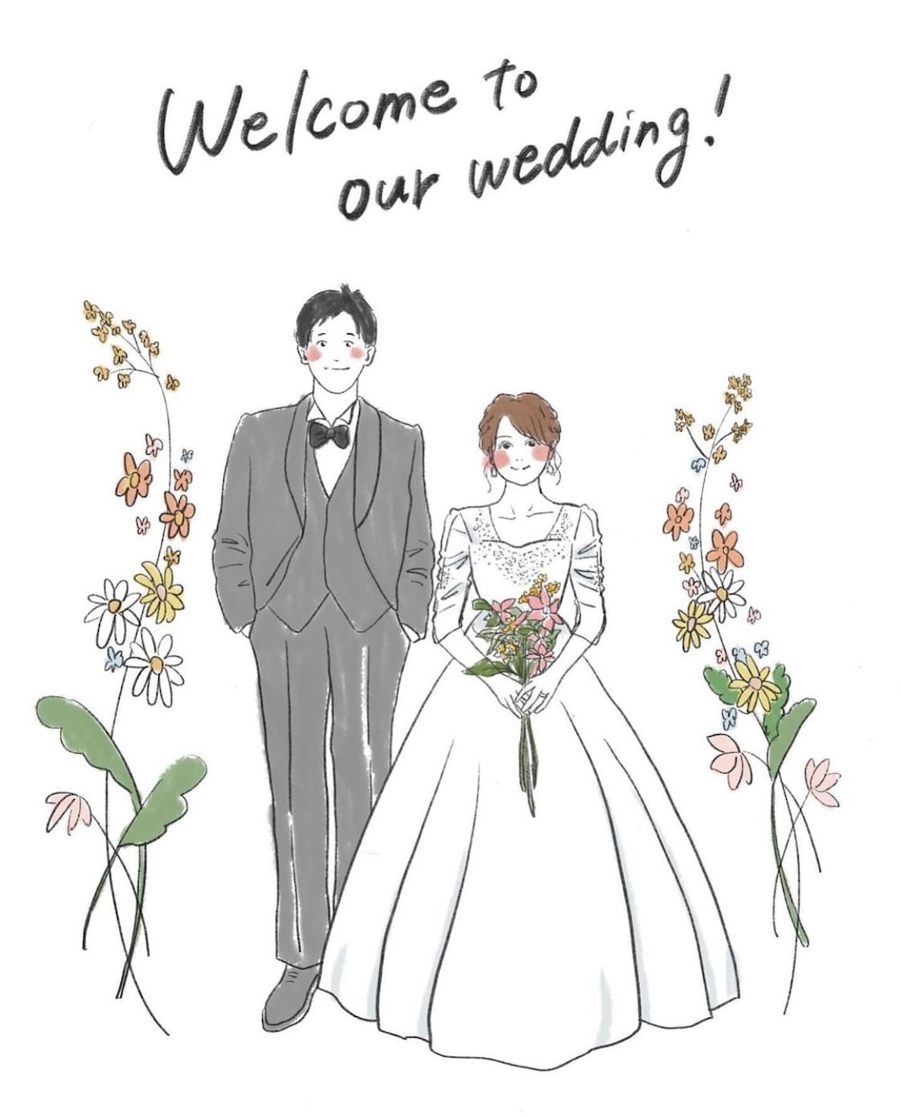 かわいいおしゃれなウェルカムボード描きます 夫婦の雰囲気が伝わるイラストにしたい方へ♪ イメージ2