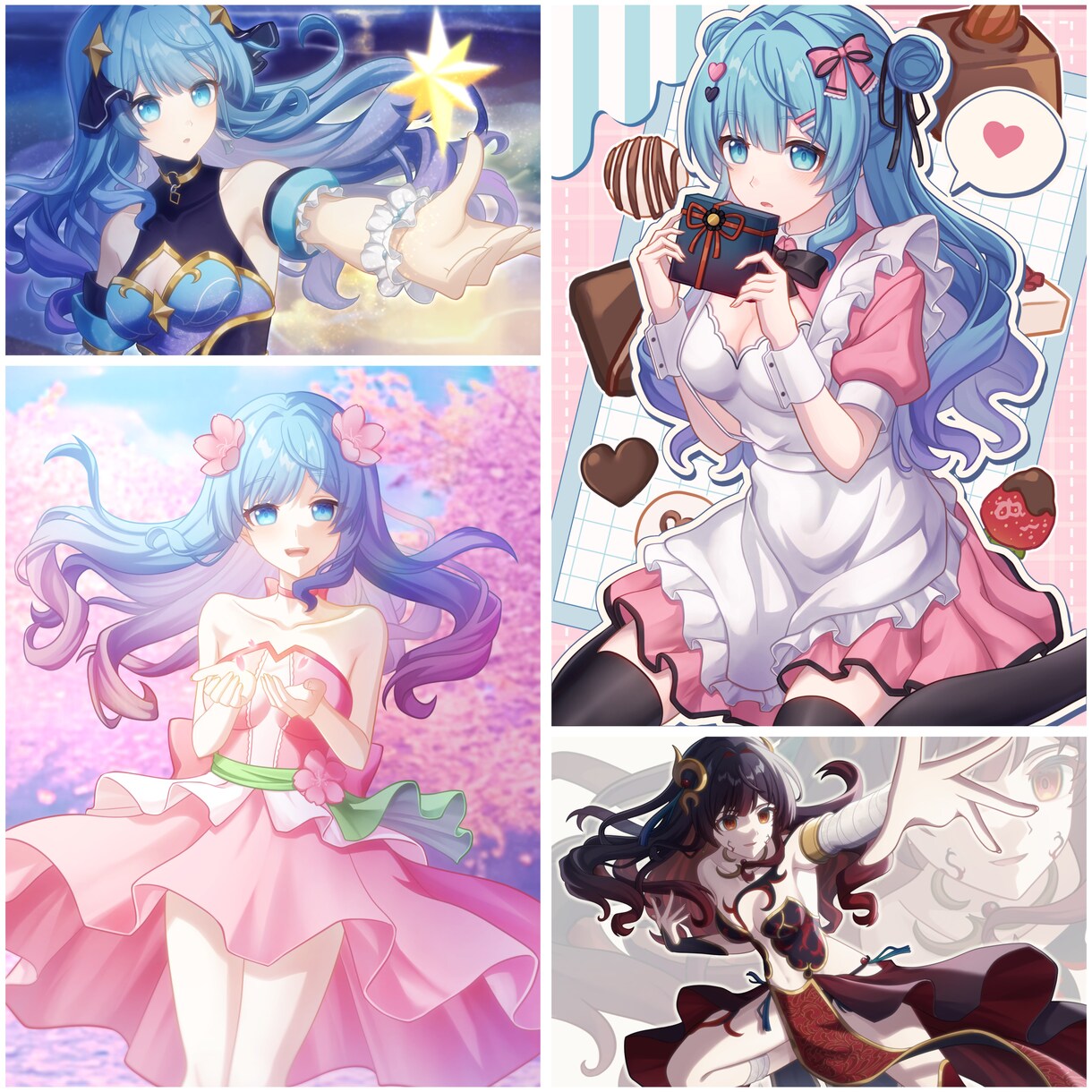 女の子のイラストを描きます 立ち絵、背景付き一枚絵、キャラ三面図、デフォルメなどに対応！ イメージ1