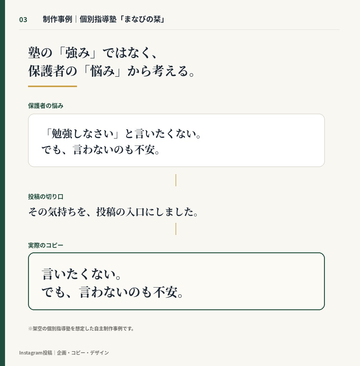 顧客心理からInstagram投稿を制作します 「自分のことだ」と思われる投稿へ イメージ3