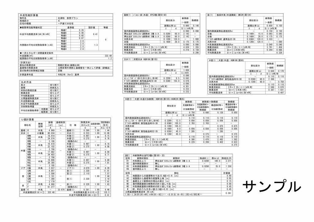 住宅の省エネ計算（外皮性能計算）致します 外皮性能Ua値、ηAC値を計算します。 イメージ3