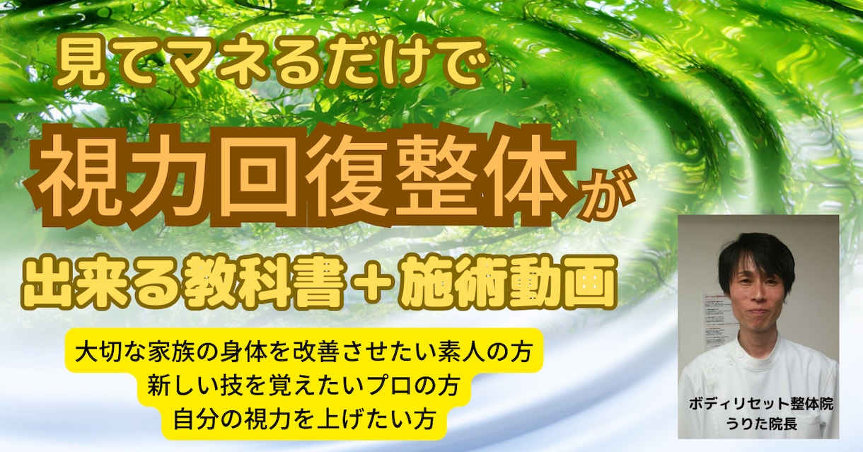 整体講習動画＋教科書コンテンツ販売ます いつでもどこでもあなたの都合で、見て真似るだけ簡単整体講習会 イメージ1